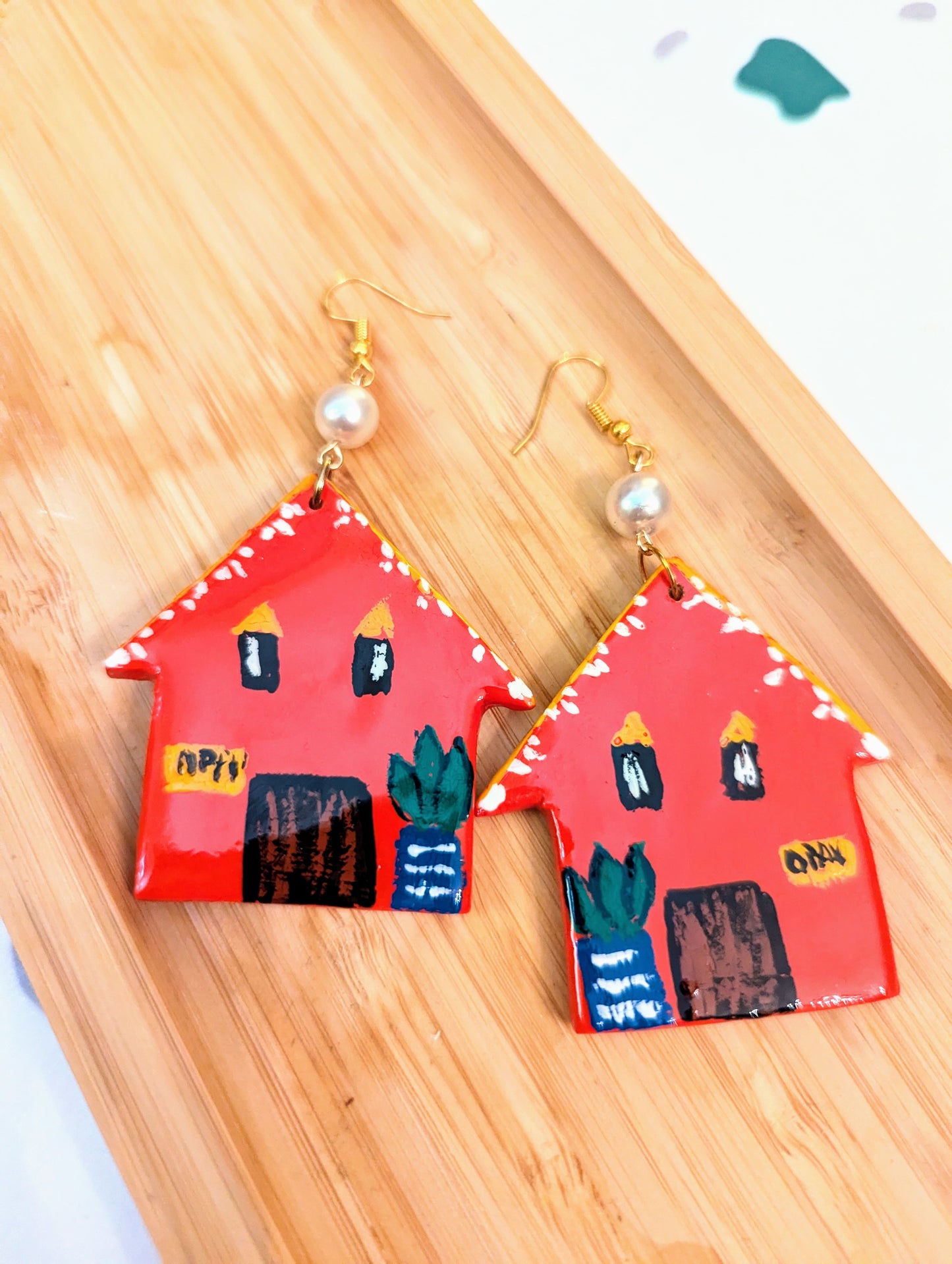 Orange House Earrings