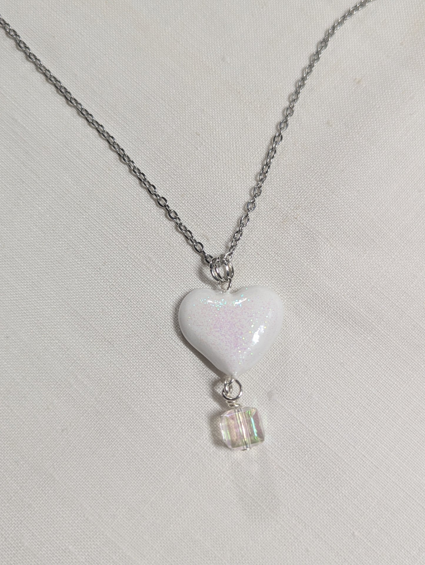 White Queen of heart necklace