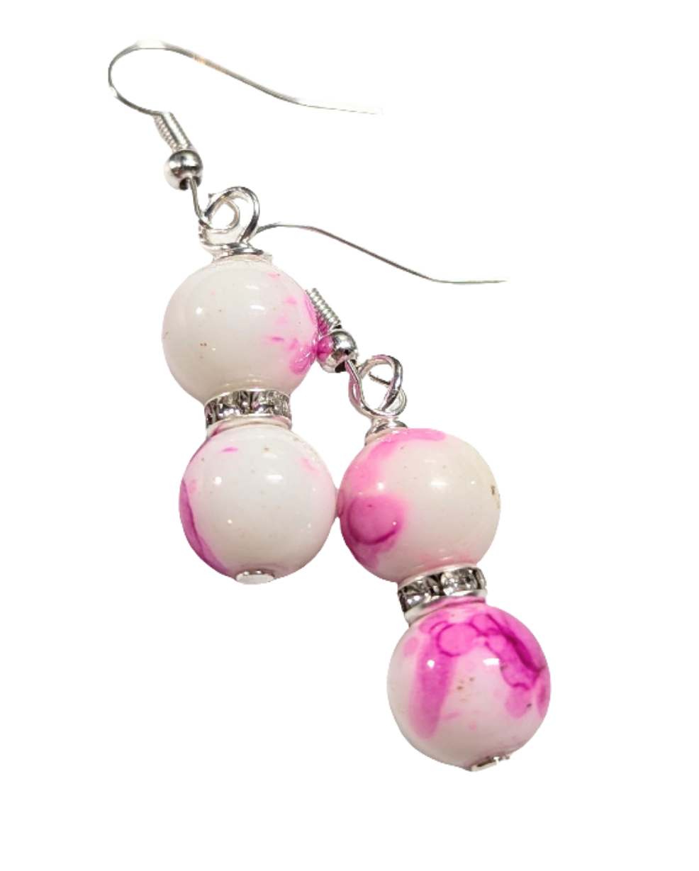 Pink & white earrings