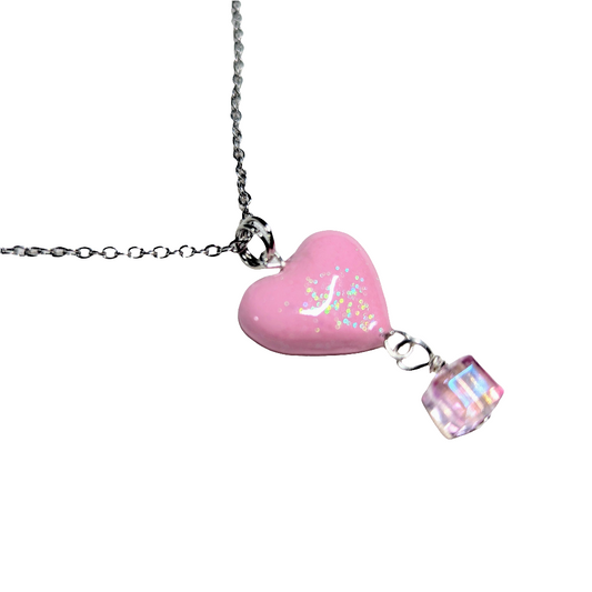 Pink Queen of hearts necklace