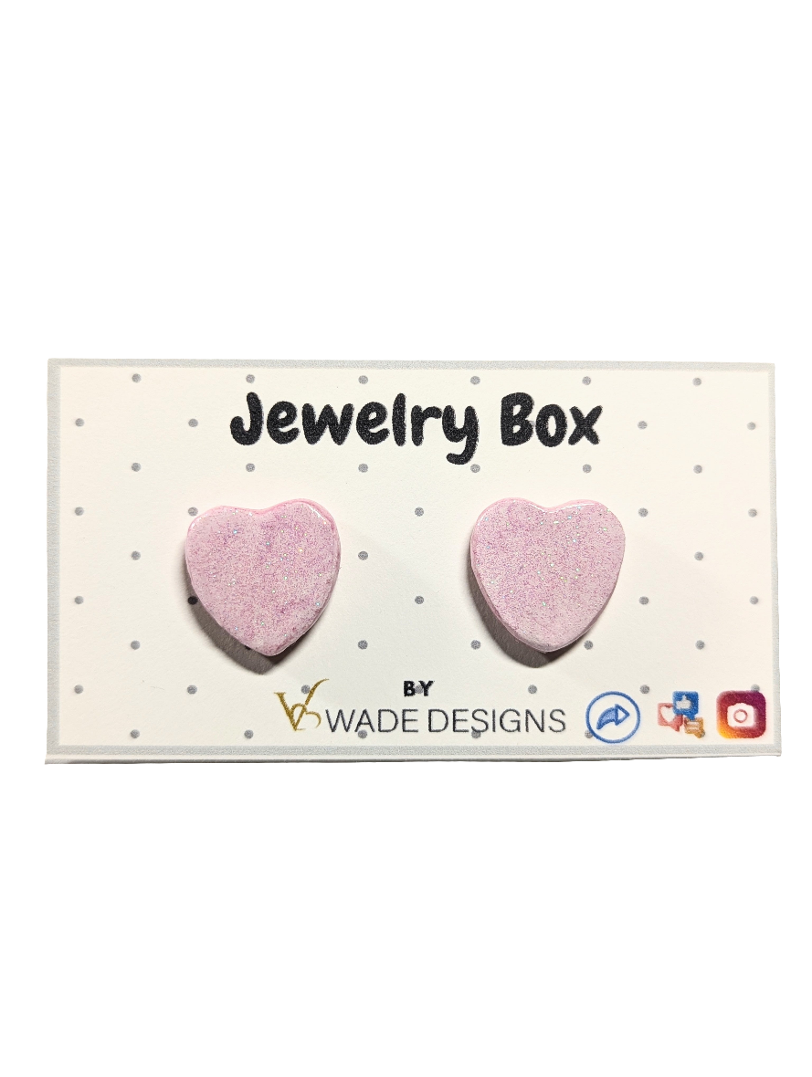 Pink Heart Post Earrings