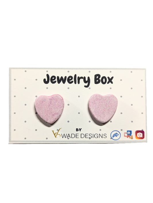 Pink Heart Post Earrings