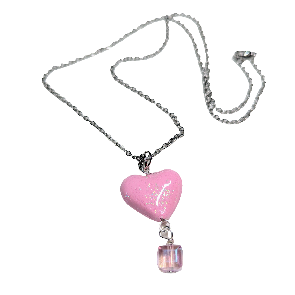 Pink Queen of hearts necklace