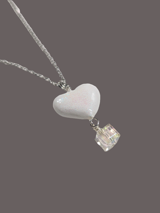 White Queen of heart necklace