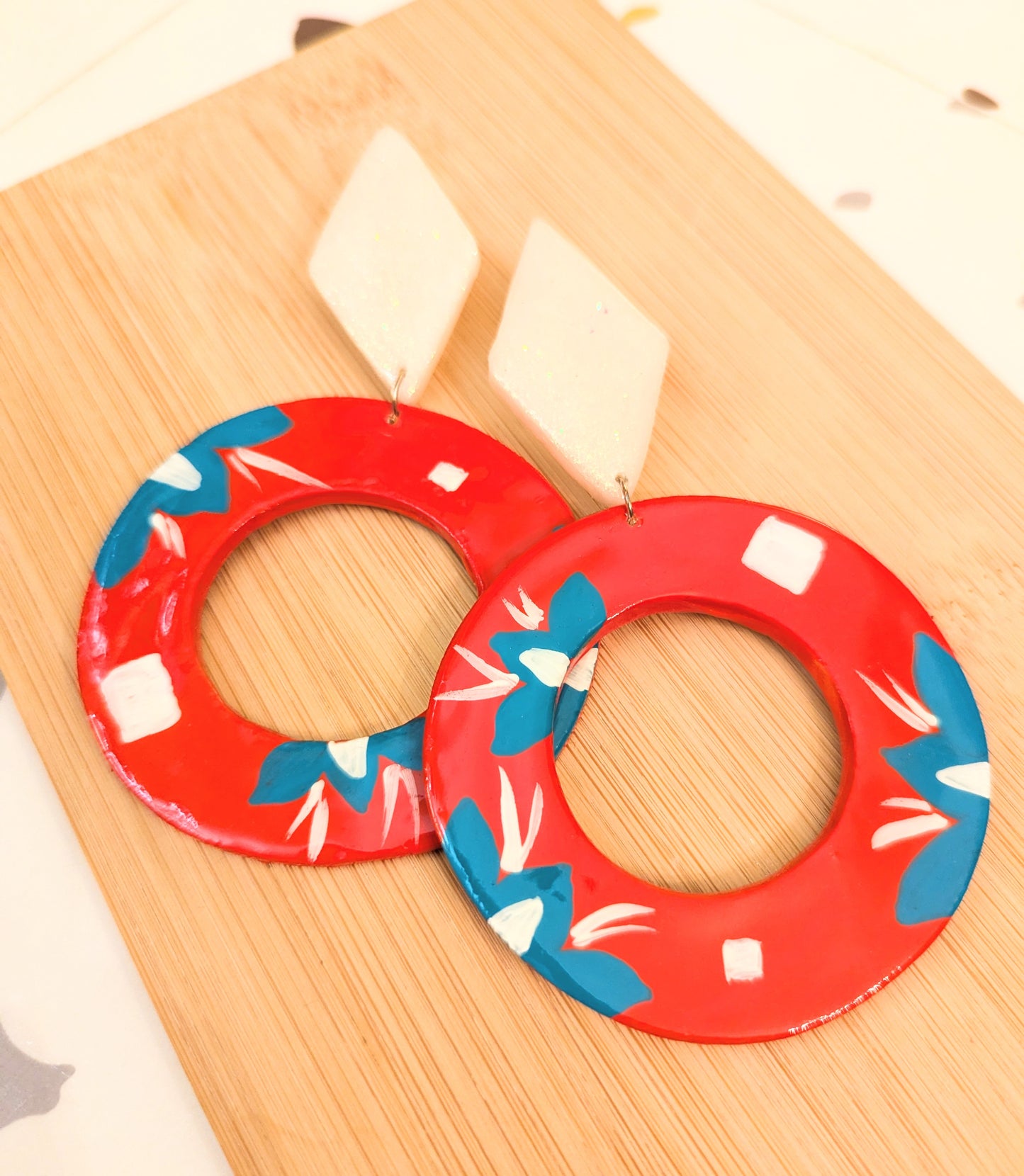 Native Red Hoop Earrings