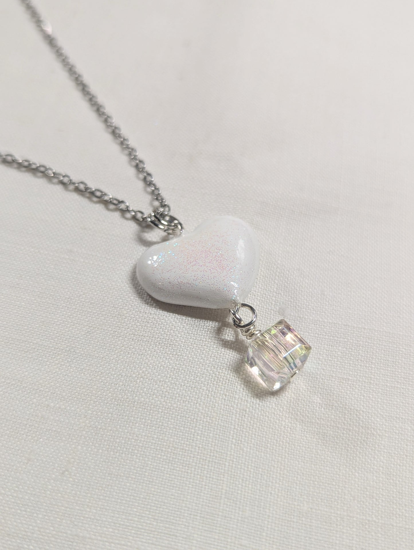 White Queen of heart necklace