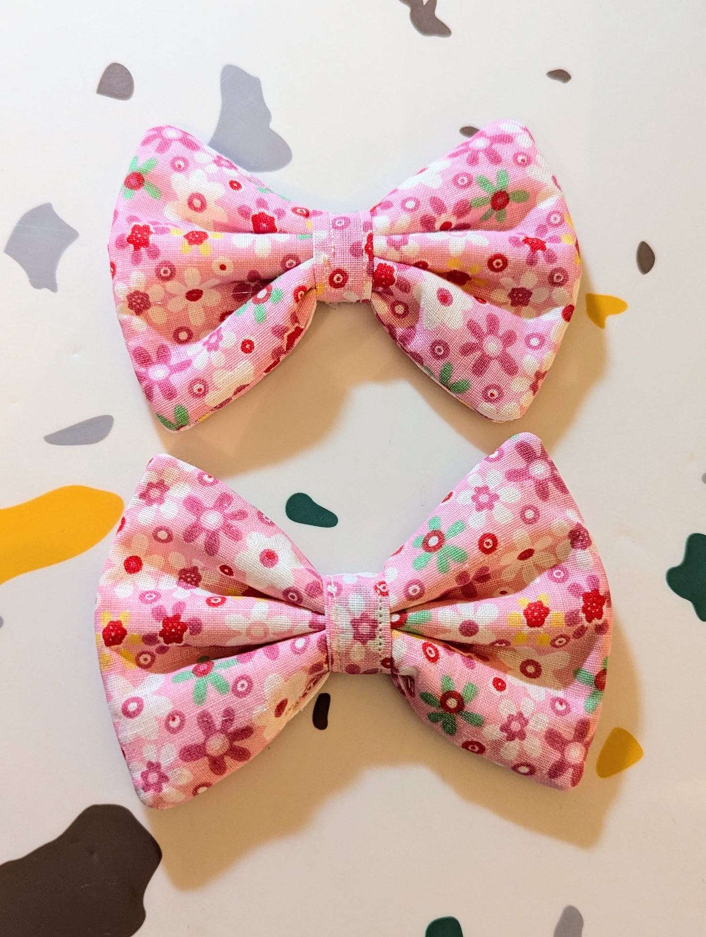Pink floral quilt bow