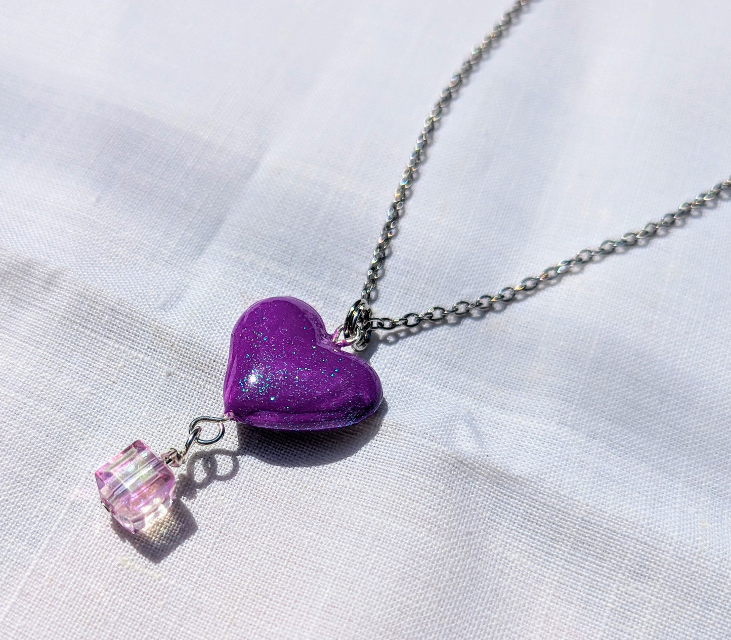 Purple queen of hearts necklace